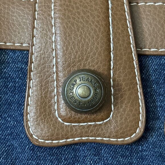 Gap Denim & Leather Trim Shoulder Bag Tote Bag - Picture 4 of 15